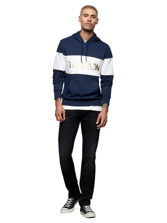 TRUE RELIGION Men's Ace Blue Cotton Colour Blocked Hooded Jumper XXL RRP229 BNWT