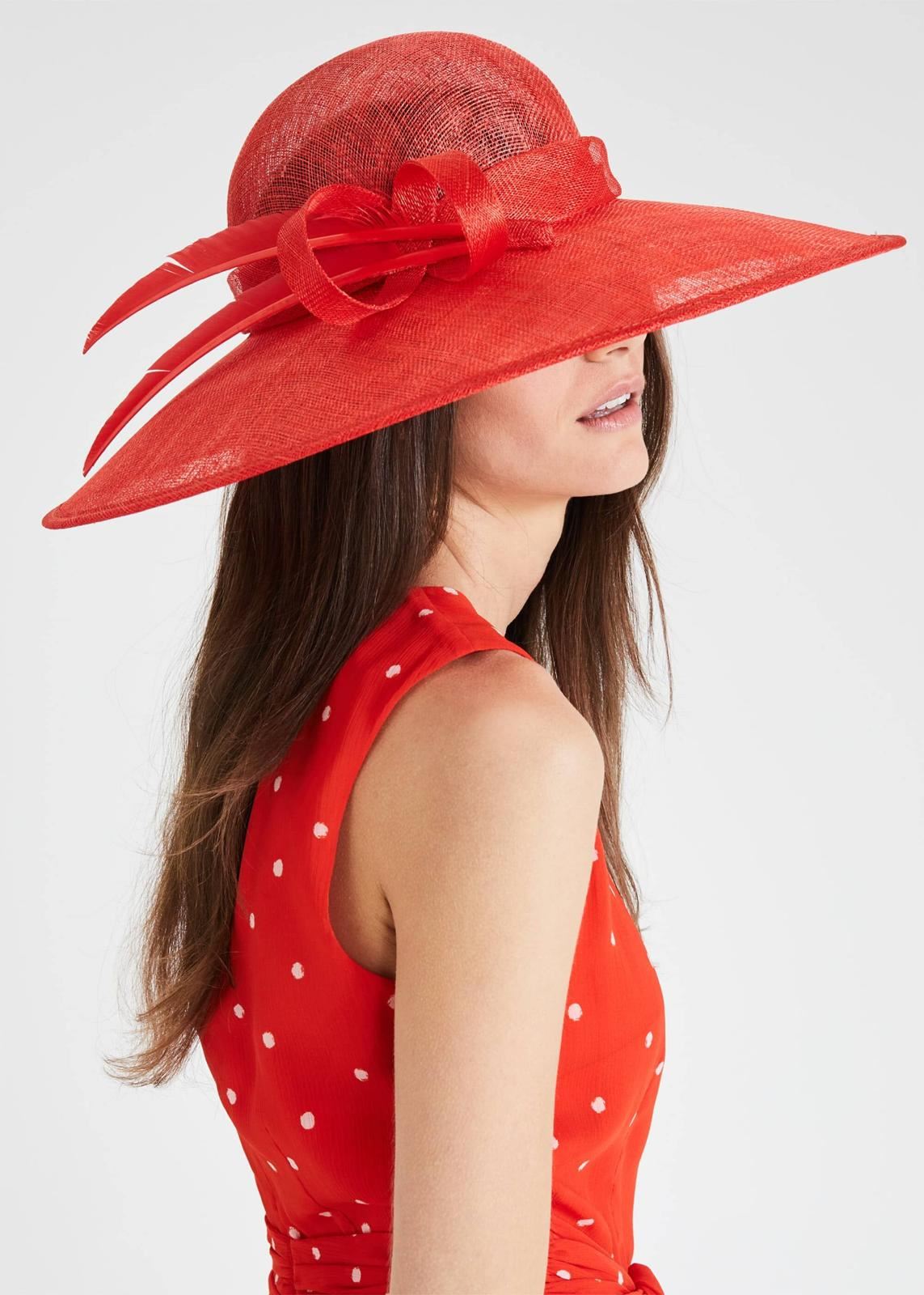 Phase Eight Kalia Wide Brim Hat Vermilion Red RRP110