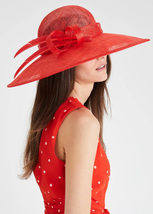 Phase Eight Kalia Wide Brim Hat Vermilion Red RRP110