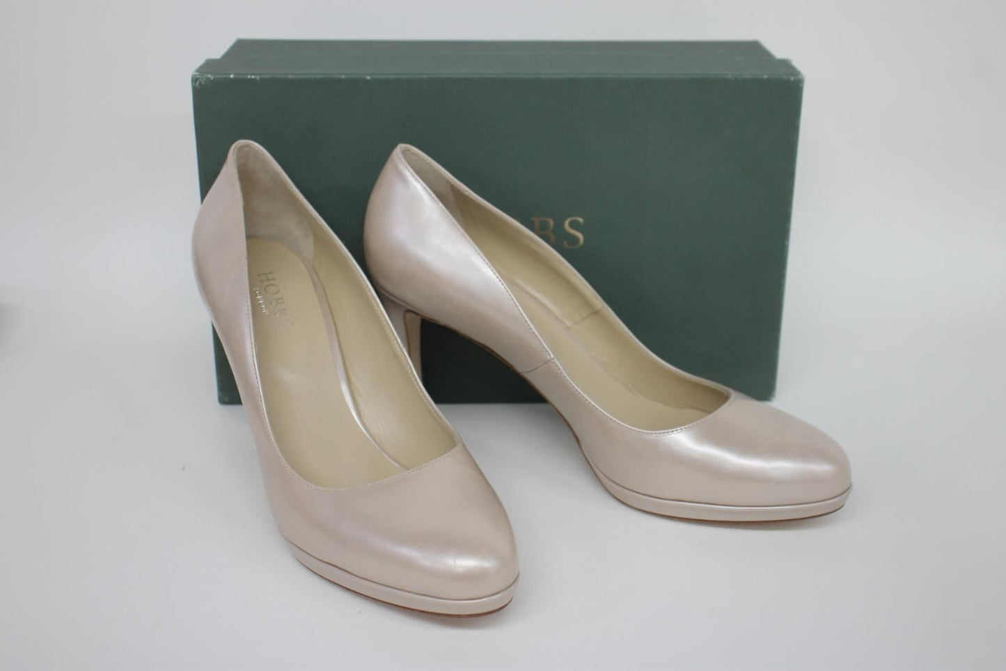 HOBBS Ladies Oyster Pink Leather Julietta Court Shoes UK9 EU42 RRP159 NEW