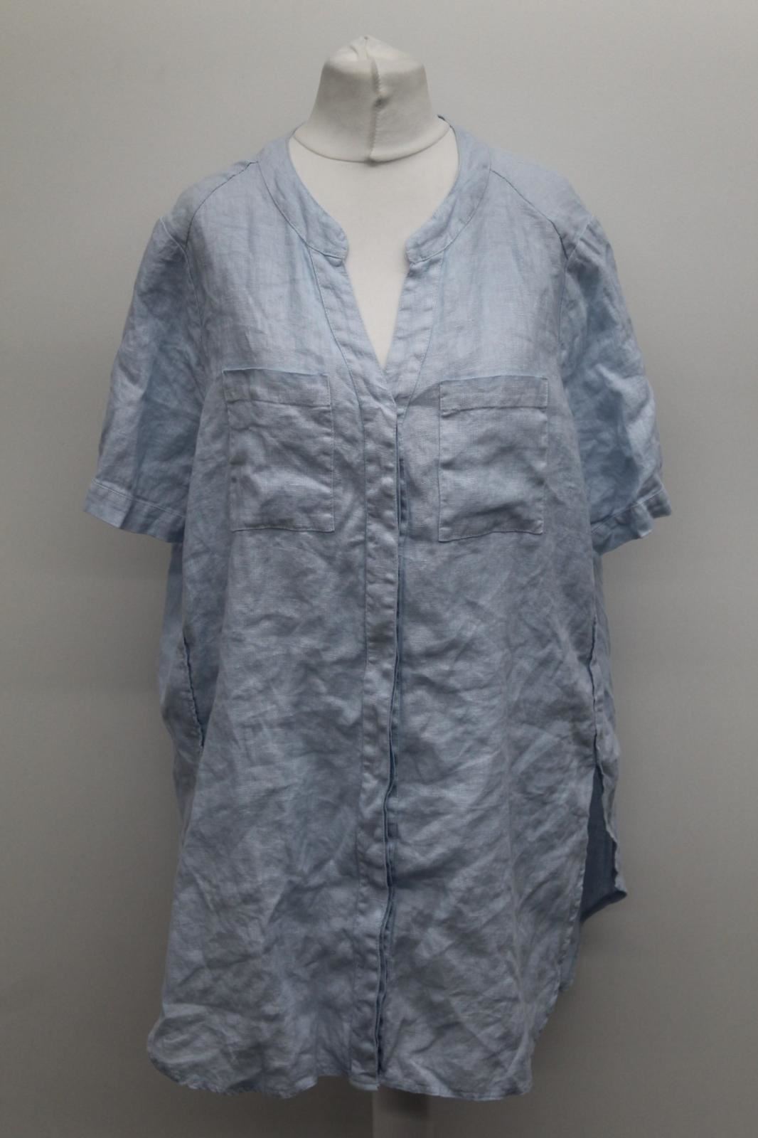 PHASE EIGHT Ladies Blue Short Sleeve V Neck Button Up Willow Tunic Top UK12