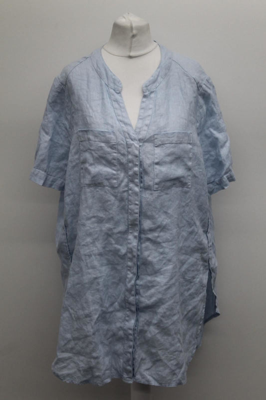 PHASE EIGHT Ladies Blue Short Sleeve V Neck Button Up Willow Tunic Top UK12