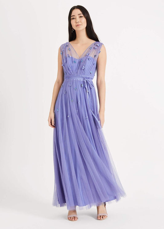 Phase Eight Yazmina Tulle Maxi Maxi Dress Cornflower Size UK18 RRP275