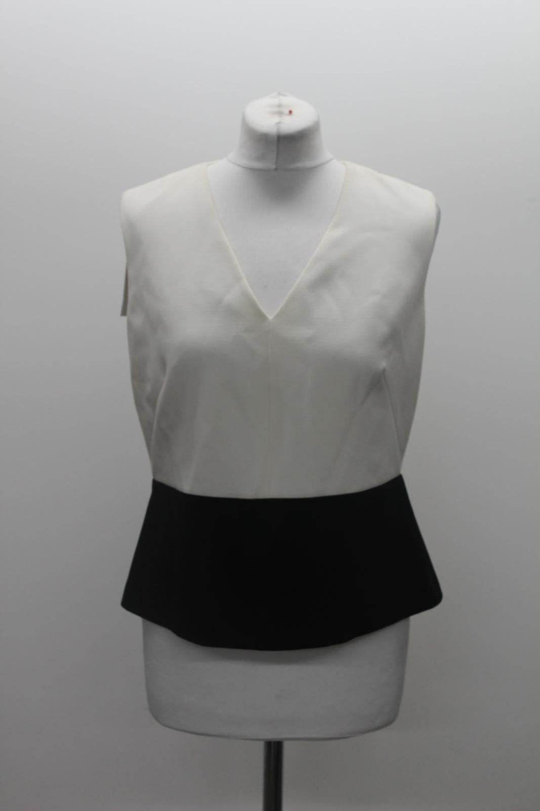 HOBBS Ladies Ivory/Black V-Neckline Sleeveless Havana Top Size UK12 BNWT