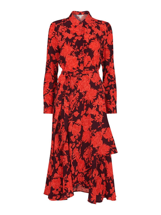 WHISTLES Esme Wrap Print Floral Shirt Dress Red/Multi UK6 RRP189 BNWT