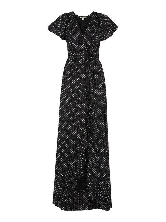 WHISTLES Spot Maxi Dress Black & White Polka Dot Cap Sleeve UK4 RRP159 BNWT