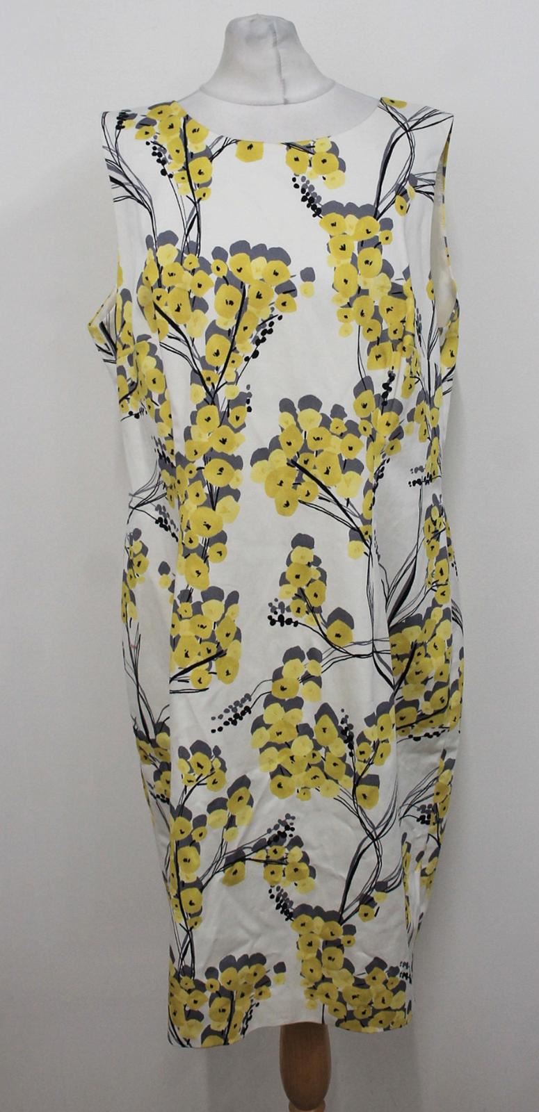 HOBBS Ladies Yellow Multicolour Cotton Blend Fiona Dress UK10 BNWT RRP 159