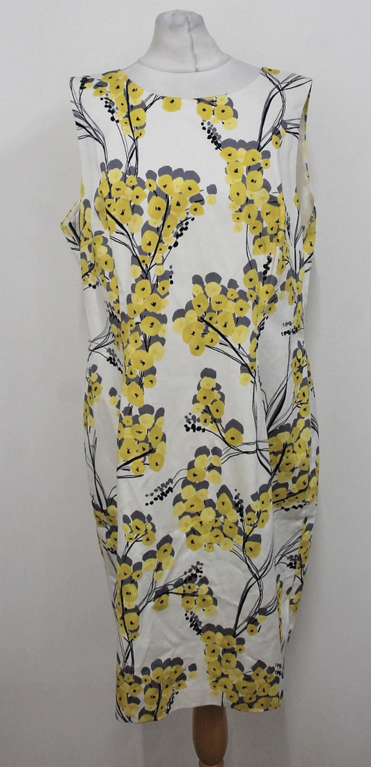 HOBBS Ladies Yellow Multicolour Cotton Blend Fiona Dress UK10 BNWT RRP 159