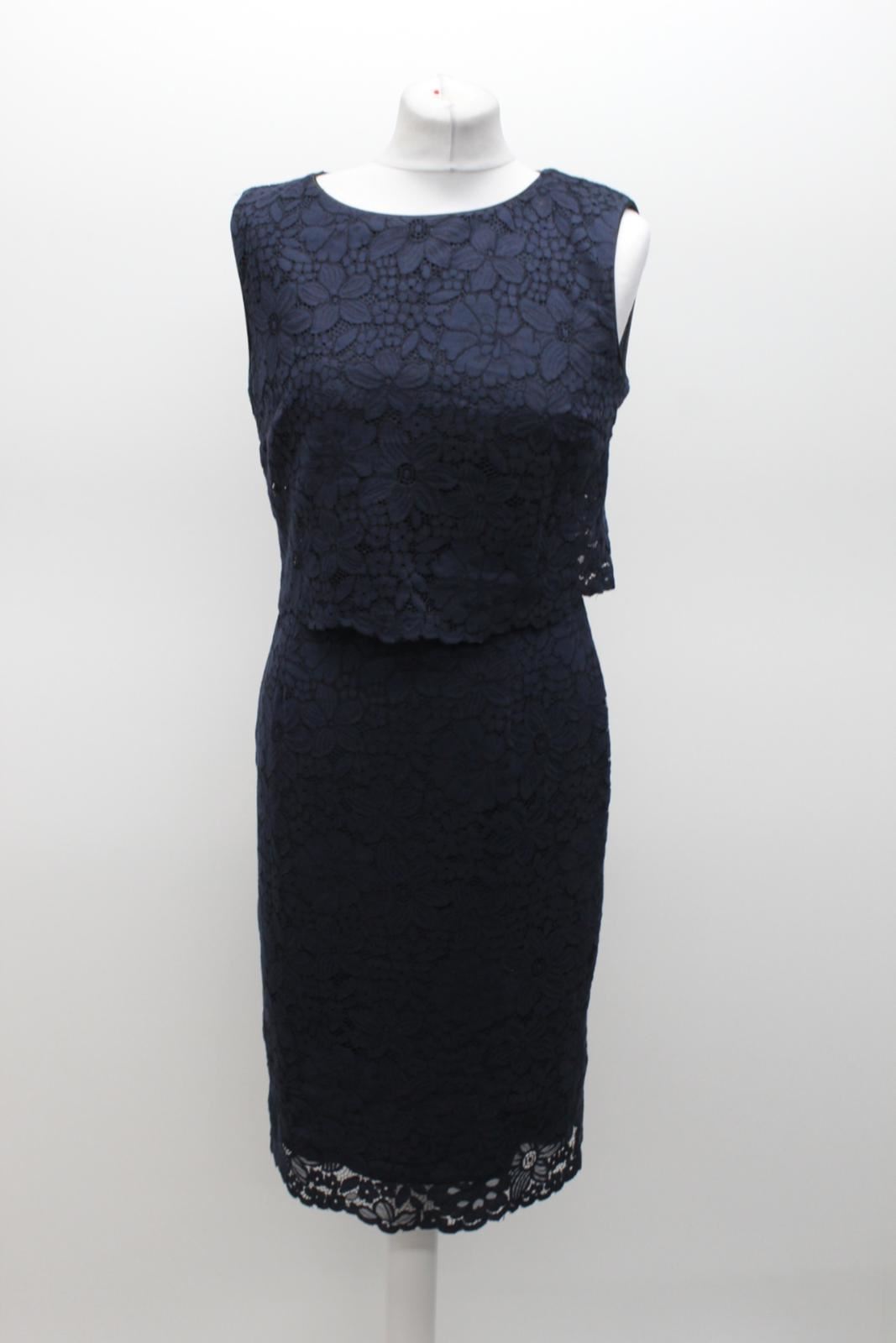 PHASE EIGHT Ladies Navy Blue Cotton Blend Juliette Lace Dress UK12 BNWT