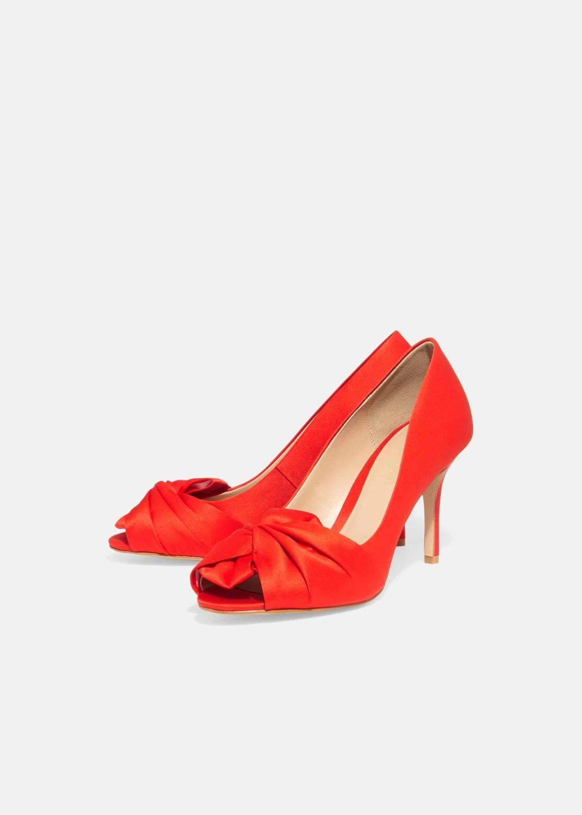 Phase Eight Shoes Alice Bow Peep Toe Shoes Vermilion Red EU37 UK4 RRP99