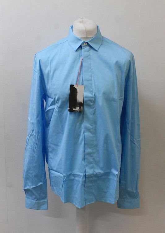 RAPHA Men's Light Blue Long Sleeve Cotton Blend Poplin Shirt XL BNWT RRP120