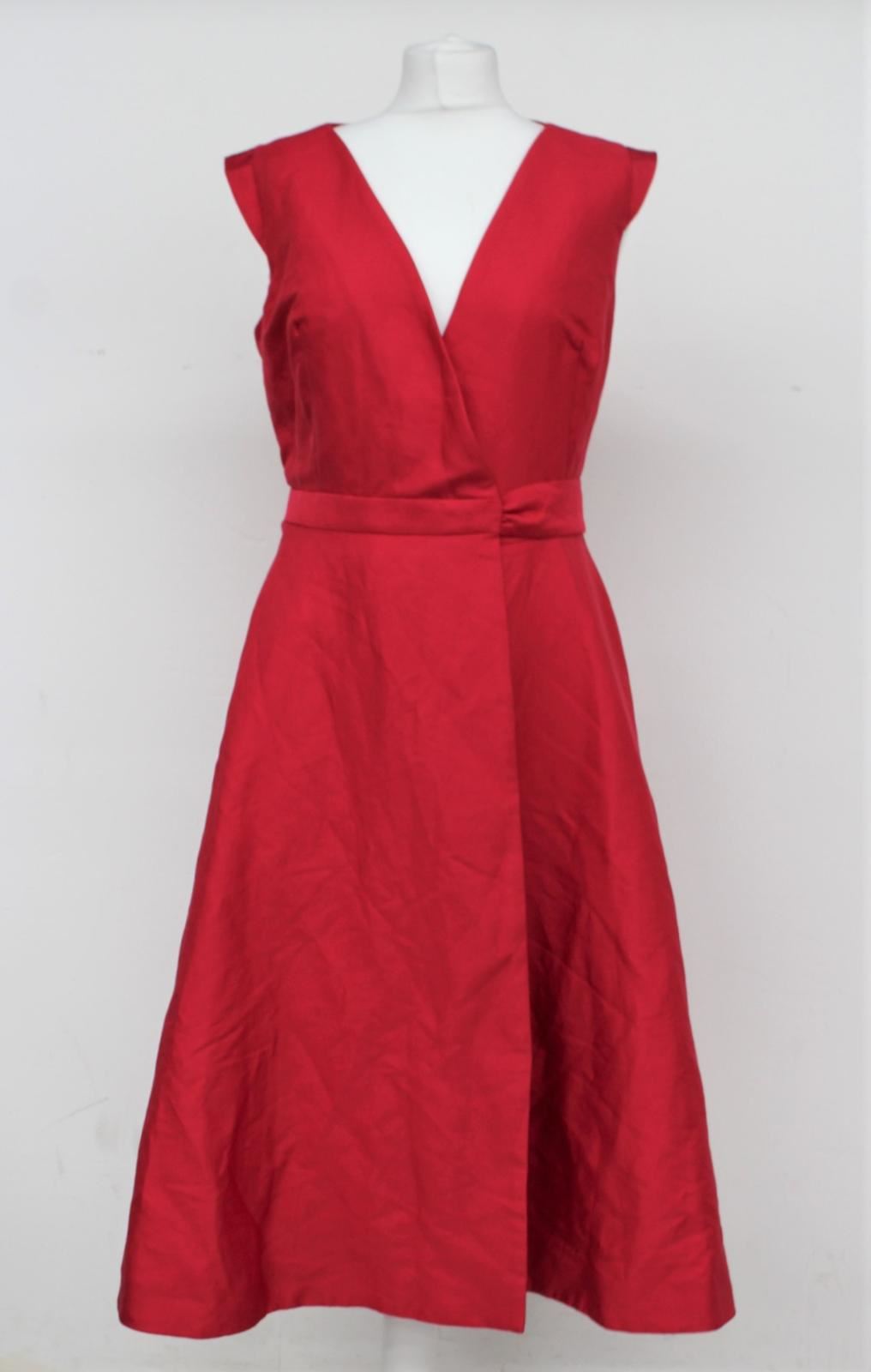 PHASE EIGHT Ladies Raspberry Red Cotton Blend Sleeveless Estelle Dress UK16 BNWT