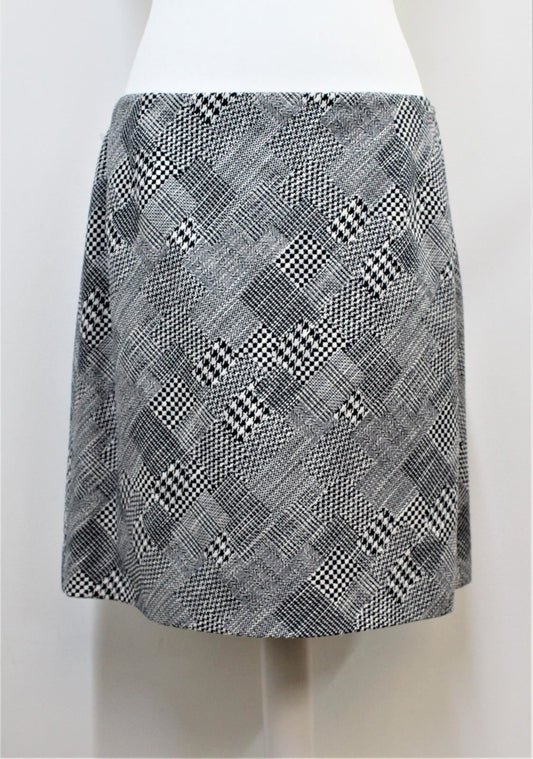 HOBBS Ladies Navy/Ivory Cotton Blend A-Line Short Angela Skirt UK16 NEW RRP99