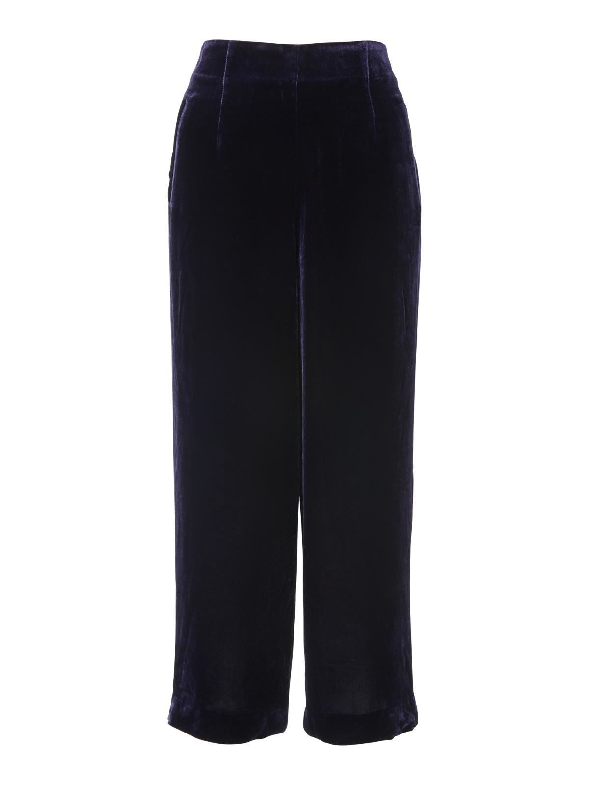 WHISTLES Ladies Velvet Silk Mix Straight Cropped Trouser Purple UK8 RRP149