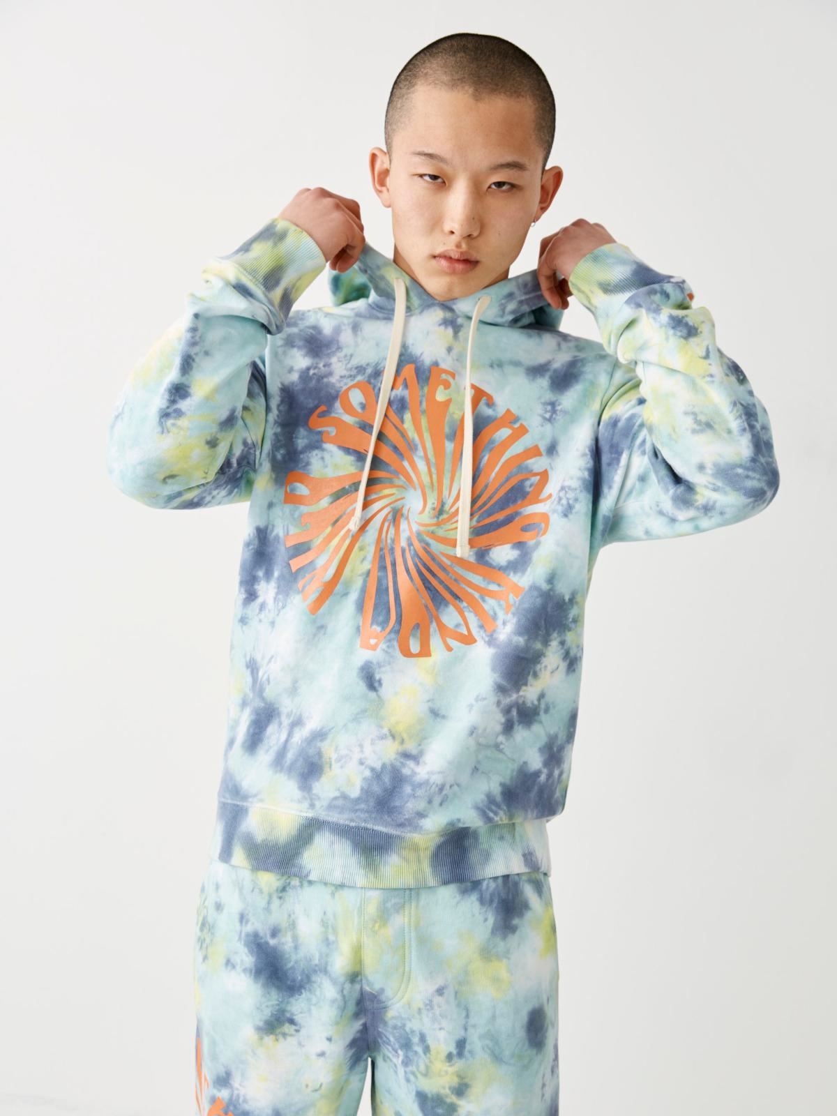 TRUE RELIGION Men's Green Water Tie Dye Pullover Hooded Jumper XXL RRP149 BNWT