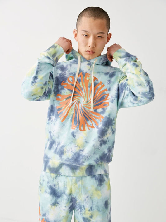 TRUE RELIGION Men's Green Water Tie Dye Pullover Hooded Jumper XXL RRP149 BNWT
