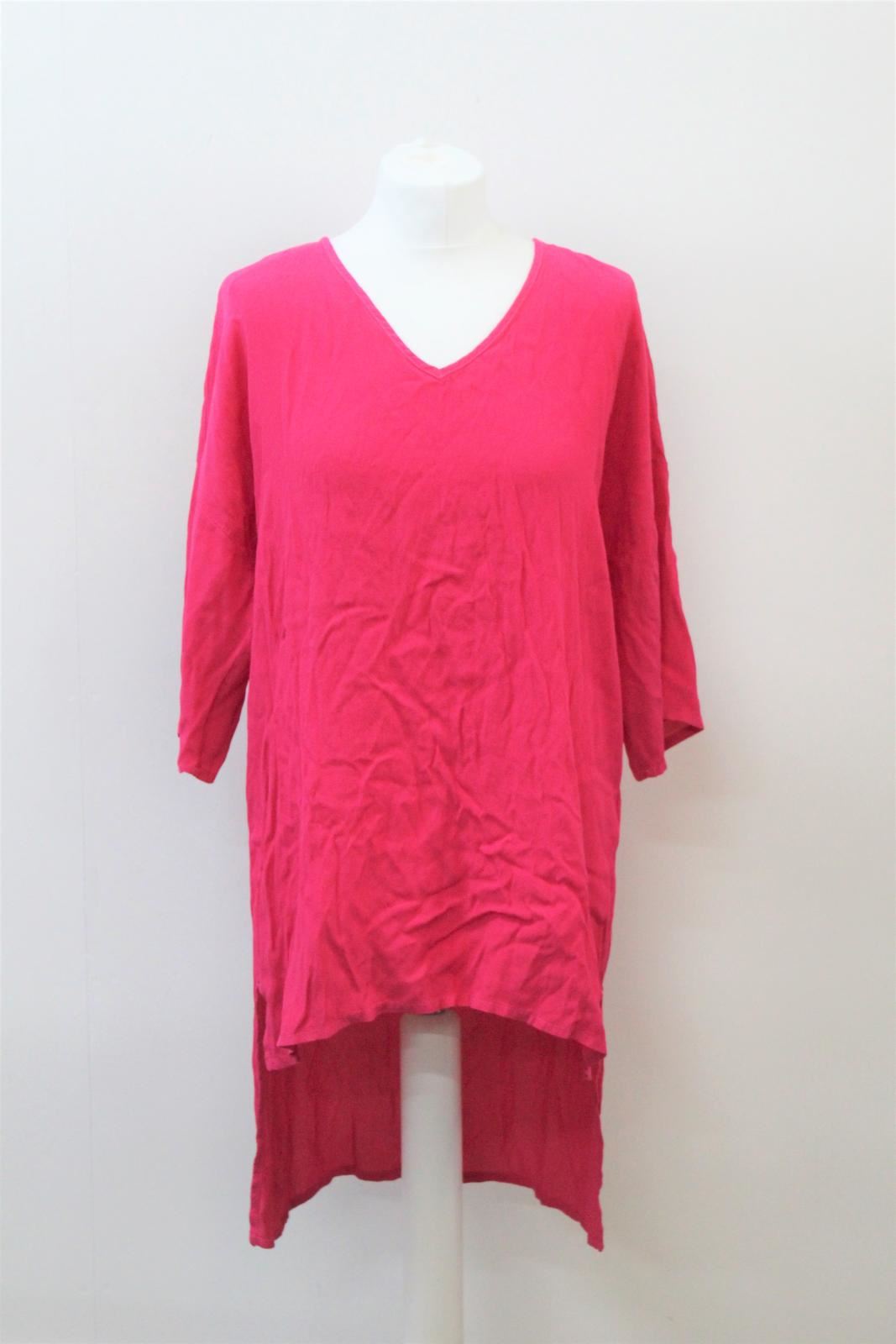PHASE EIGHT Ladies Britt Bright Pink V-Neck 3/4 Sleeve Tunic Blouse S BNWT