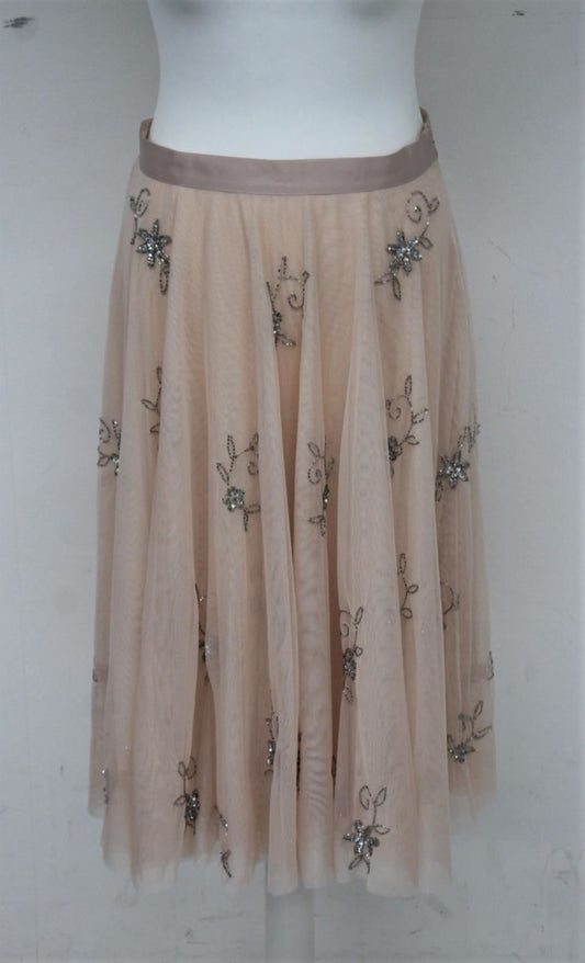 PHASE EIGHT Ladies Cameo Pink Sequin Flowers Maude Skirt UK8 RRP120 NEW