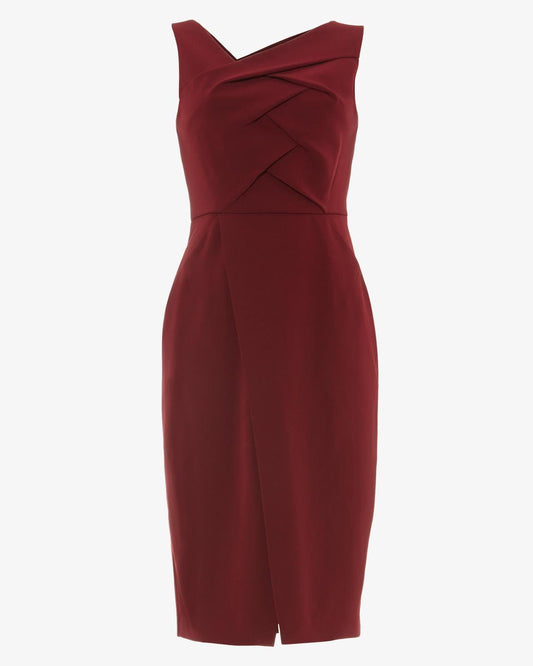 PHASE EIGHT Ladies Claret Red Mara Pleated Front Shift Dress UK10 BNWT RRP130