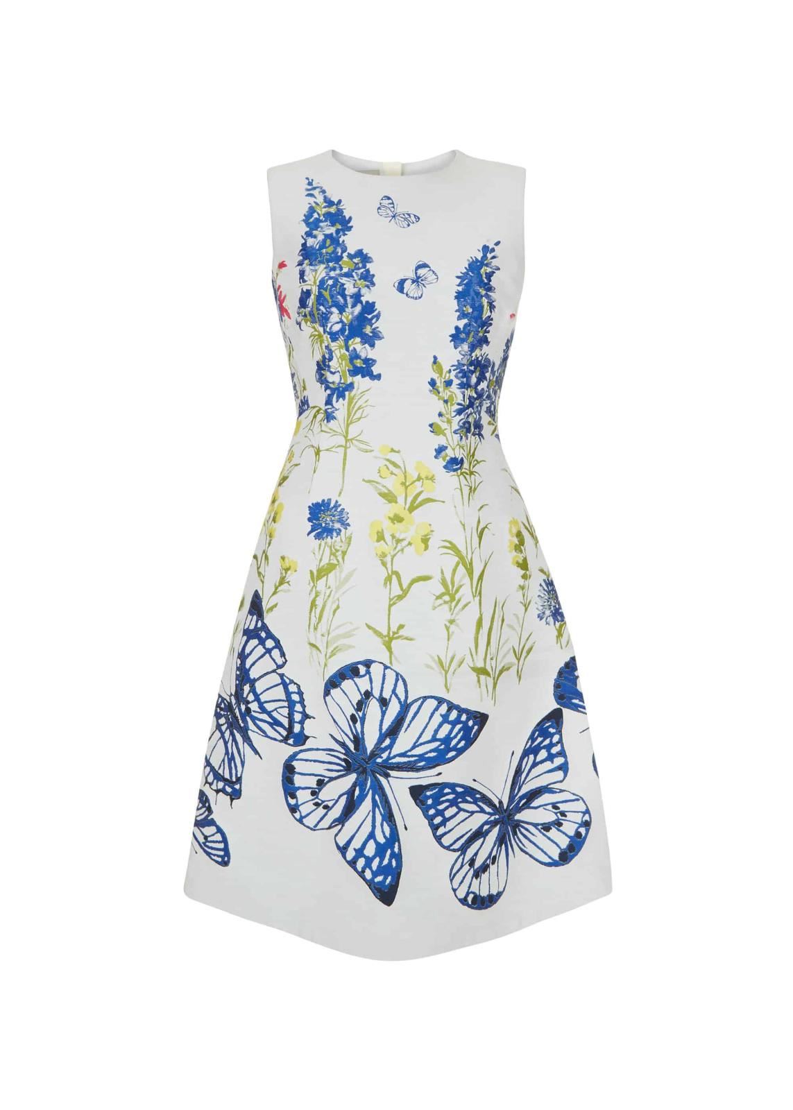 Hobbs Caroline A-Line Dress Ivory Multi Size UK8 RRP249