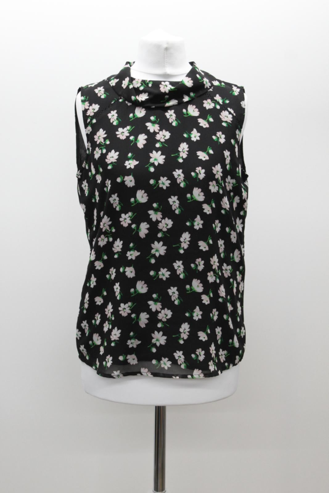HOBBS Ladies Francesca Black Floral High Neck Top Sleeveless Size UK12 BNWT RR89