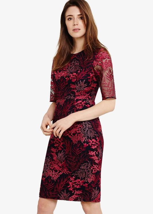 Phase Eight Fern Embroidered Dress Ivory/ Antique Rose Size UK8 RRP160