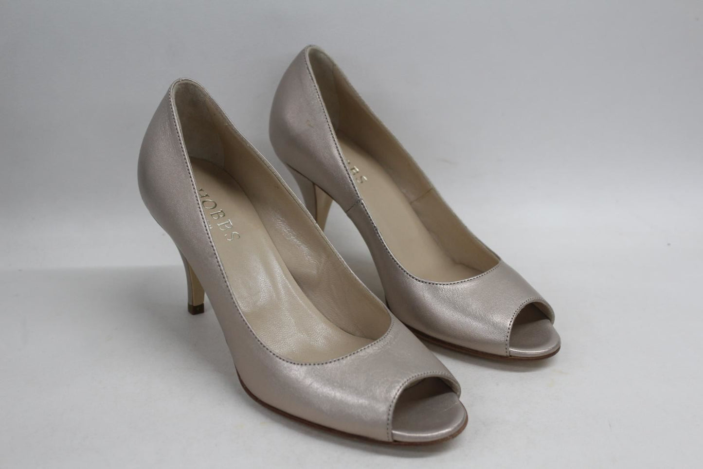 HOBBS Ladies Arletta Court Shoes Metallic Leather Light Gold Heels EU36 UK3 NEW