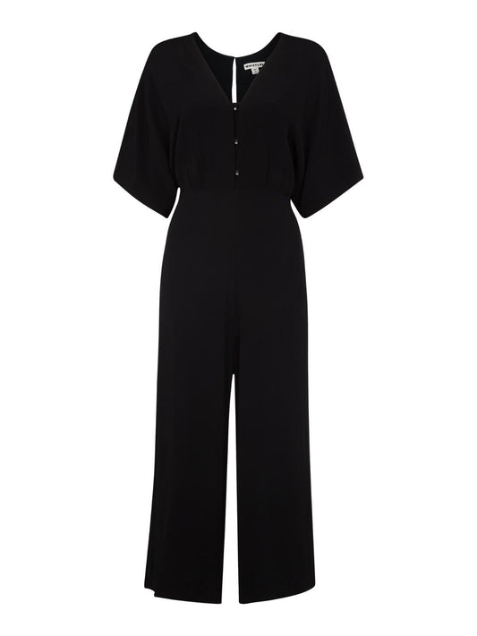 WHISTLES Ladies Black Short Sleeve Fernanda Button Jumpsuit UK6 RRP169 NEW