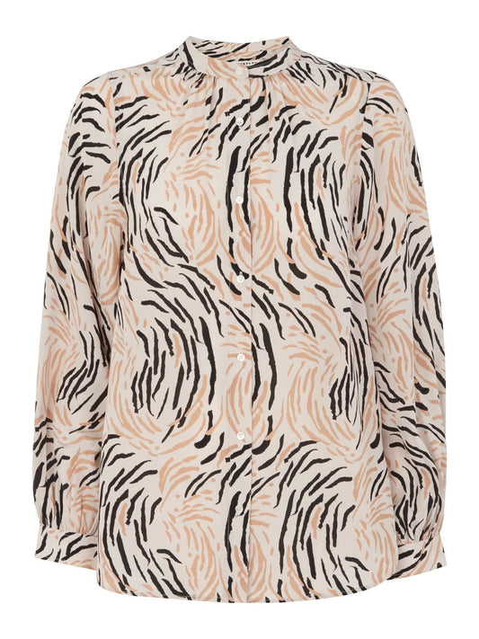 WHISTLES Ladies Reed Print Silk Shirt Blouse White Multi UK4 BNWT RRP155