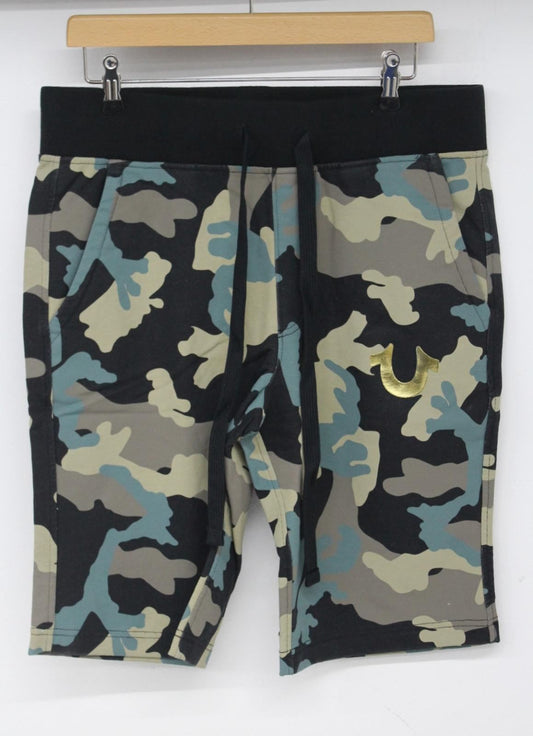 TRUE RELIGION Men's Green Black Derringer Camo Cotton Shorts S RRP 109 BNWT