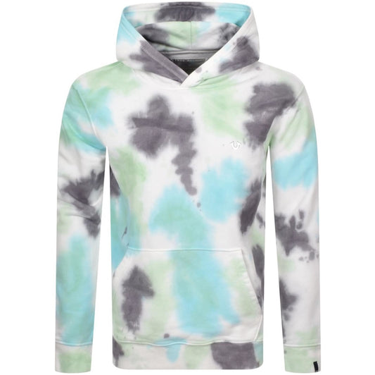 TRUE RELIGION Men's White Cotton Blend Tie Dye Pullover Hoodie S BNWT RRP149
