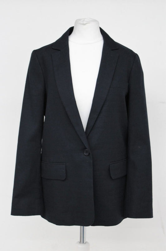 HOBBS Ladies Navy Blue Cotton Single Breasted Posey Jacket UK12 BNWT RRP189