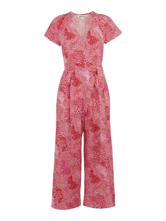 WHISTLES Ladies Abstract Animal Etta Cropped Jumpsuit Pink/Multi UK6 BNWT RRP169