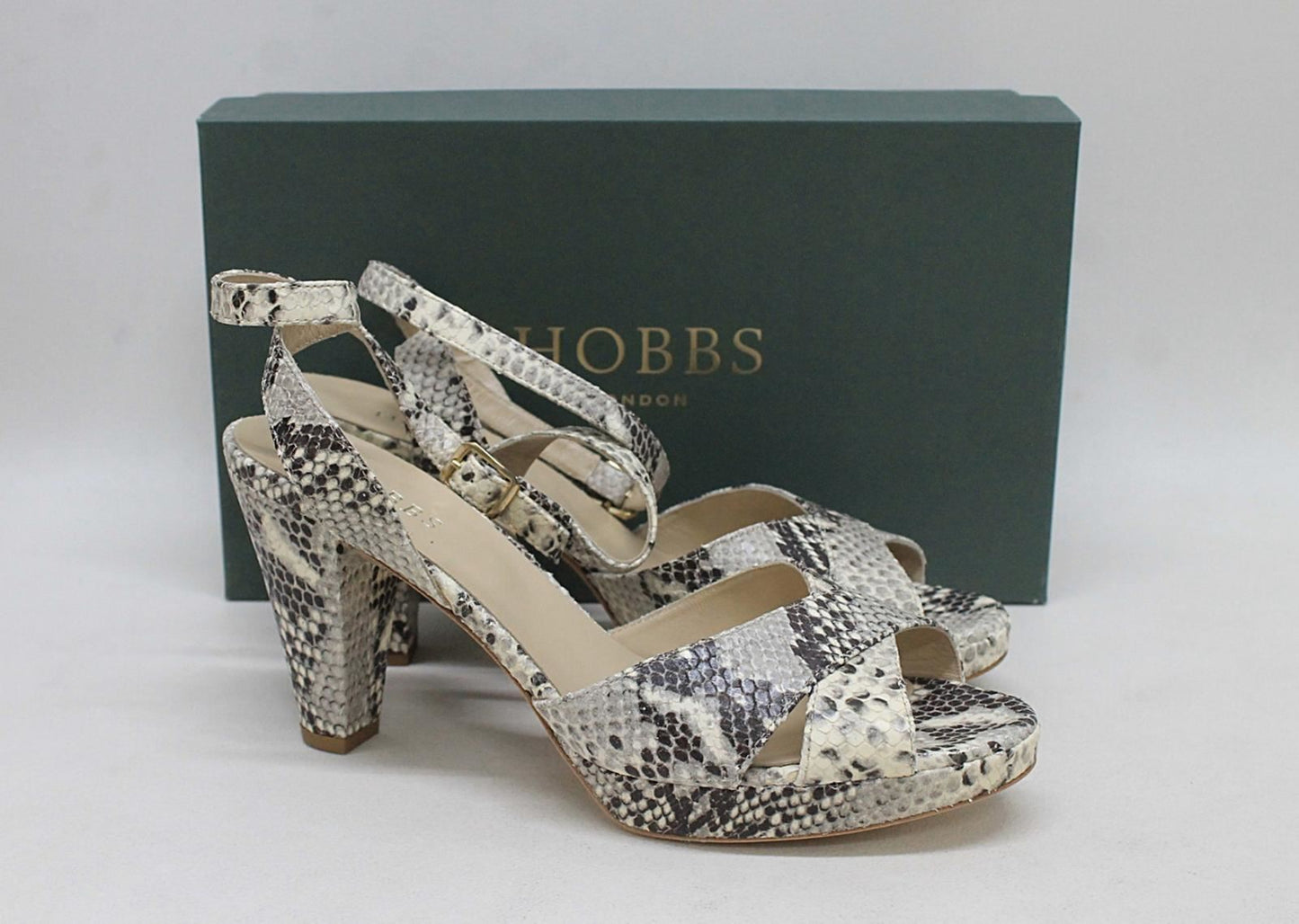 HOBBS Ladies Vivienne Snake Print Multi Leather High Heel Sandals UK9 NEW RRP149