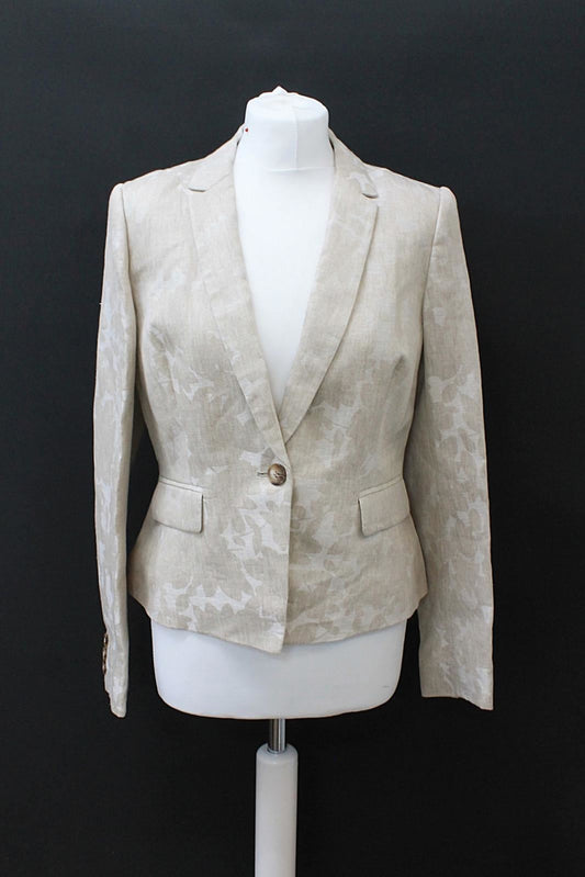 HOBBS Ladies Faye Natural Ivory 100% Linen Suit Jacket UK12 EU40 BNWT RRP169