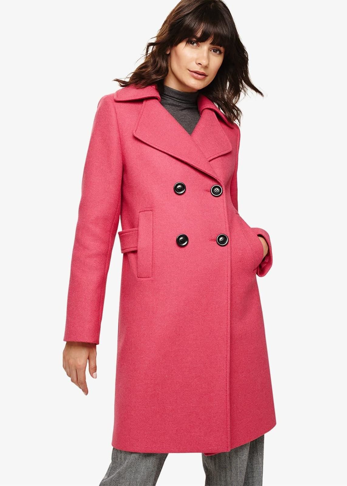 Phase Eight Fairlie Double Breasted Wool Coat Candy Size UK18 RRP249