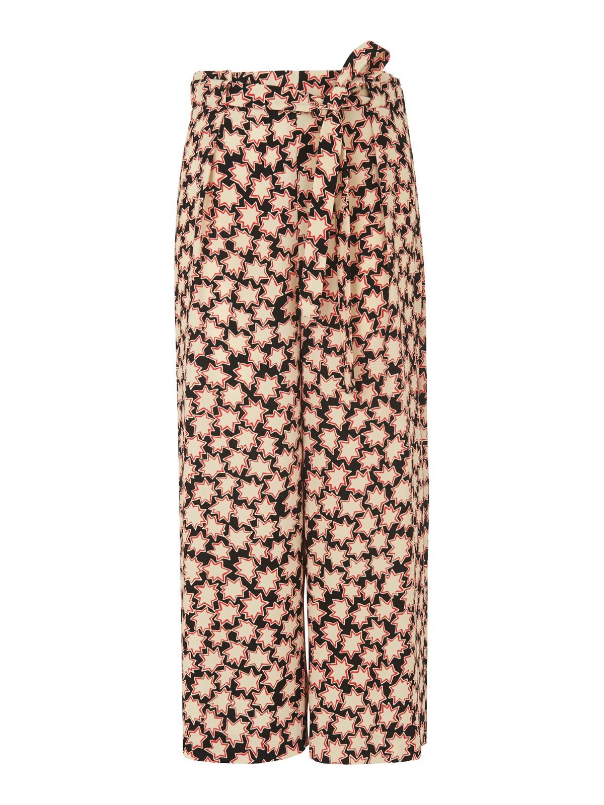 WHISTLES Ladies Red Multicolour Star Print Tie Waist Trousers UK4 RRP129 BNWT