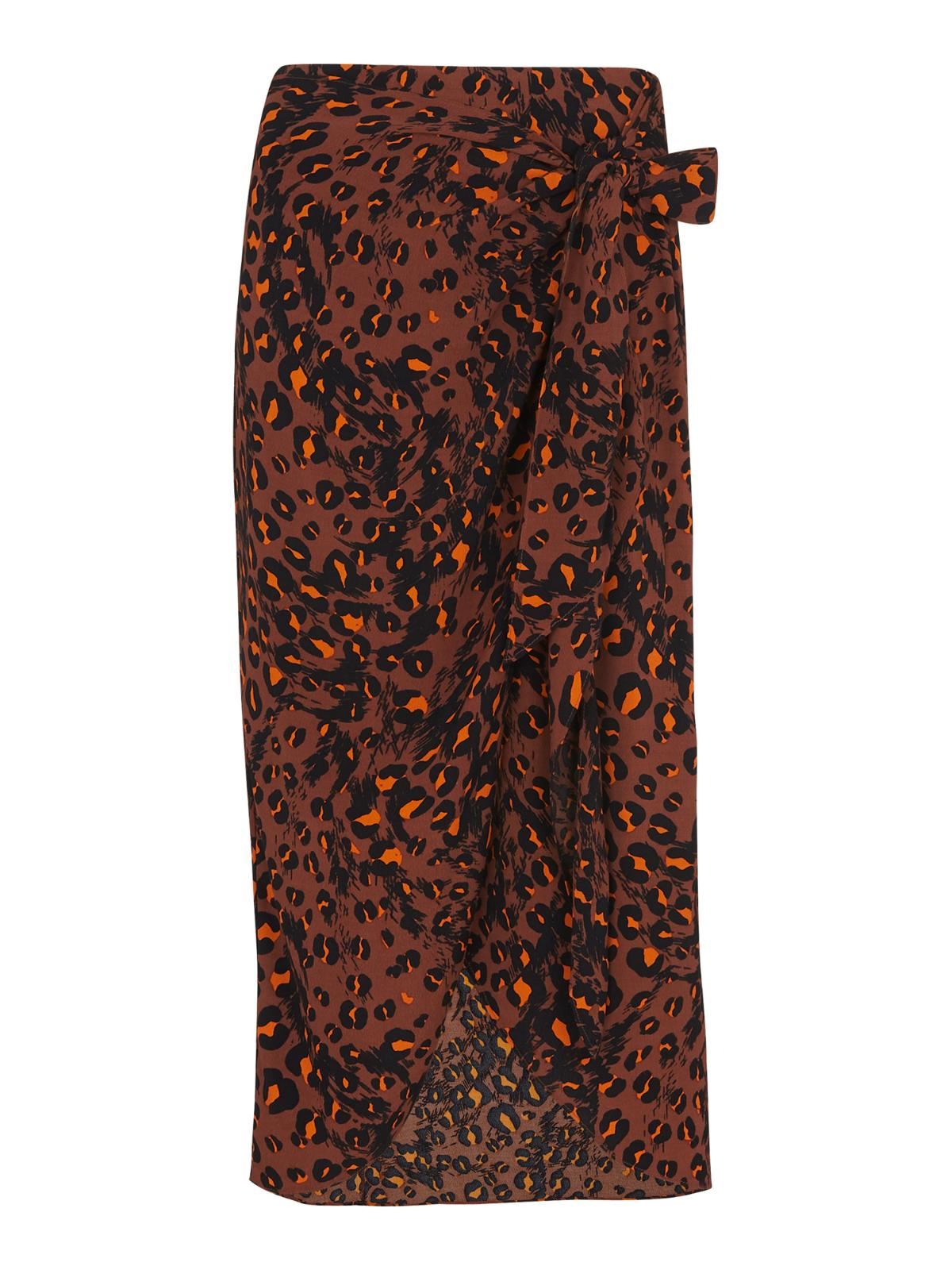WHISTLES Ladies Brown/Multi Brushed Leopard Sarong Skirt RRP119 UK4 NEW