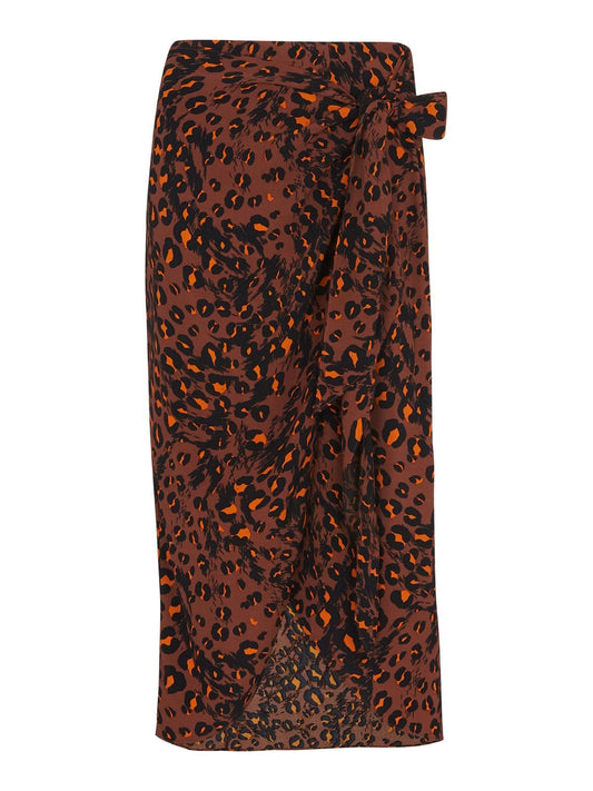 WHISTLES Ladies Brown/Multi Brushed Leopard Sarong Skirt RRP119 UK4 NEW