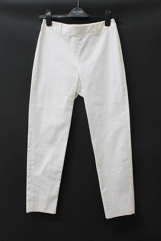HOBBS Ladies Mallory Capri White Stretch Cotton Blend Trousers UK6 NEW RRP79