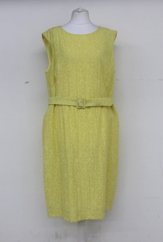 HOBBS Ladies Yellow Tailored Fit Farrah Sleeveless Belted Pencil Dress UK16 BNWT
