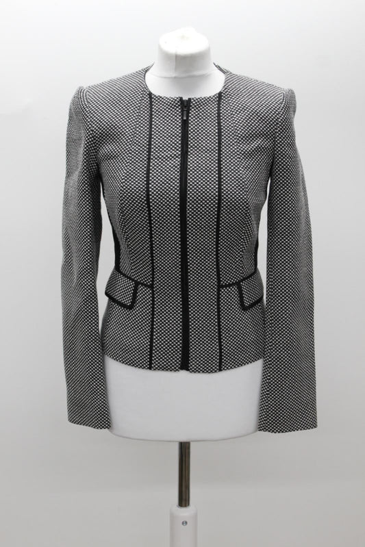 HOBBS Ladies Lillian Black White Cotton Tweed Cropped Jacket UK6 BNWT RRP179