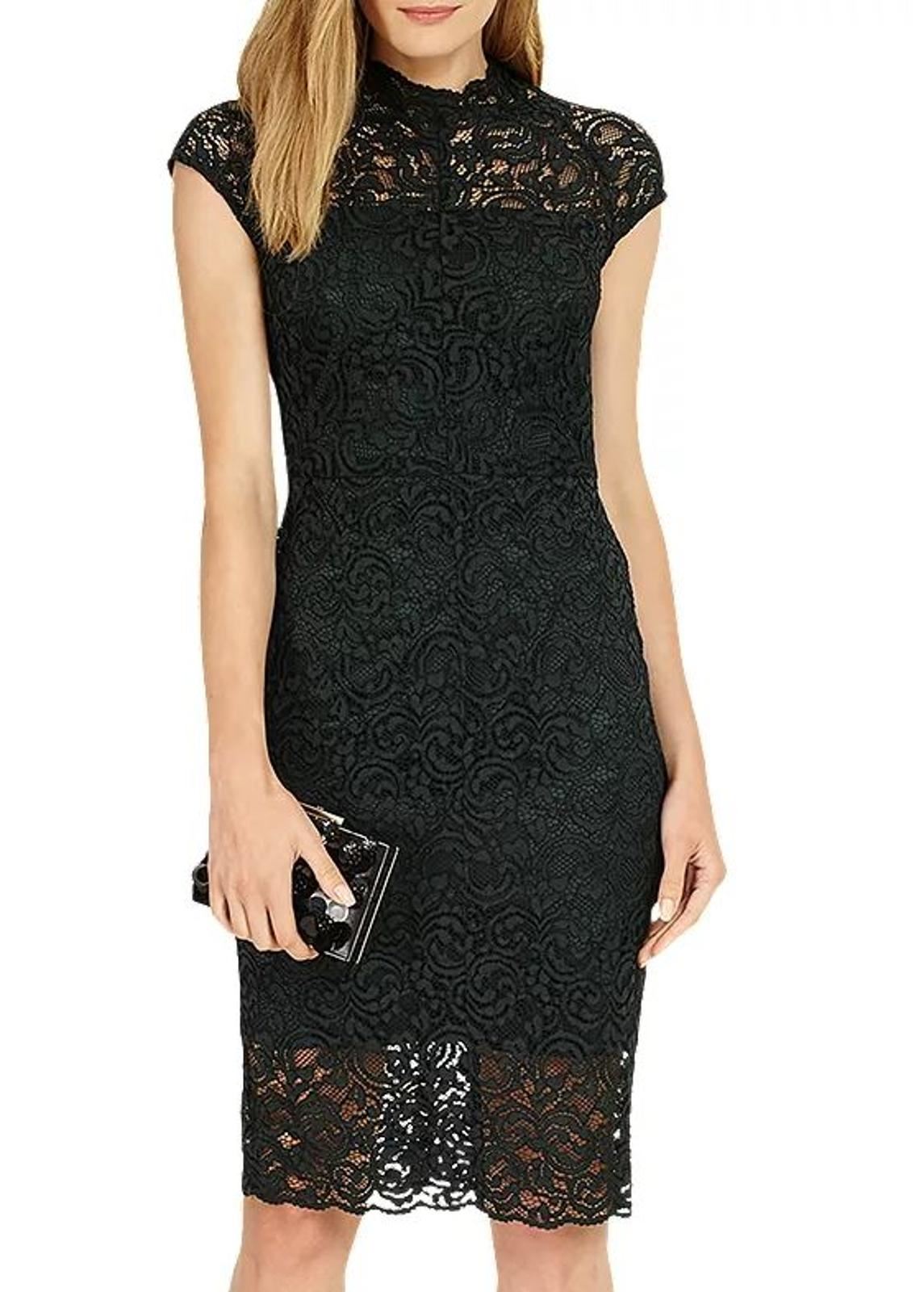 PHASE EIGHT Ladies True Black Becky Floral Lace Pencil Dress UK14 BNWT RRP120