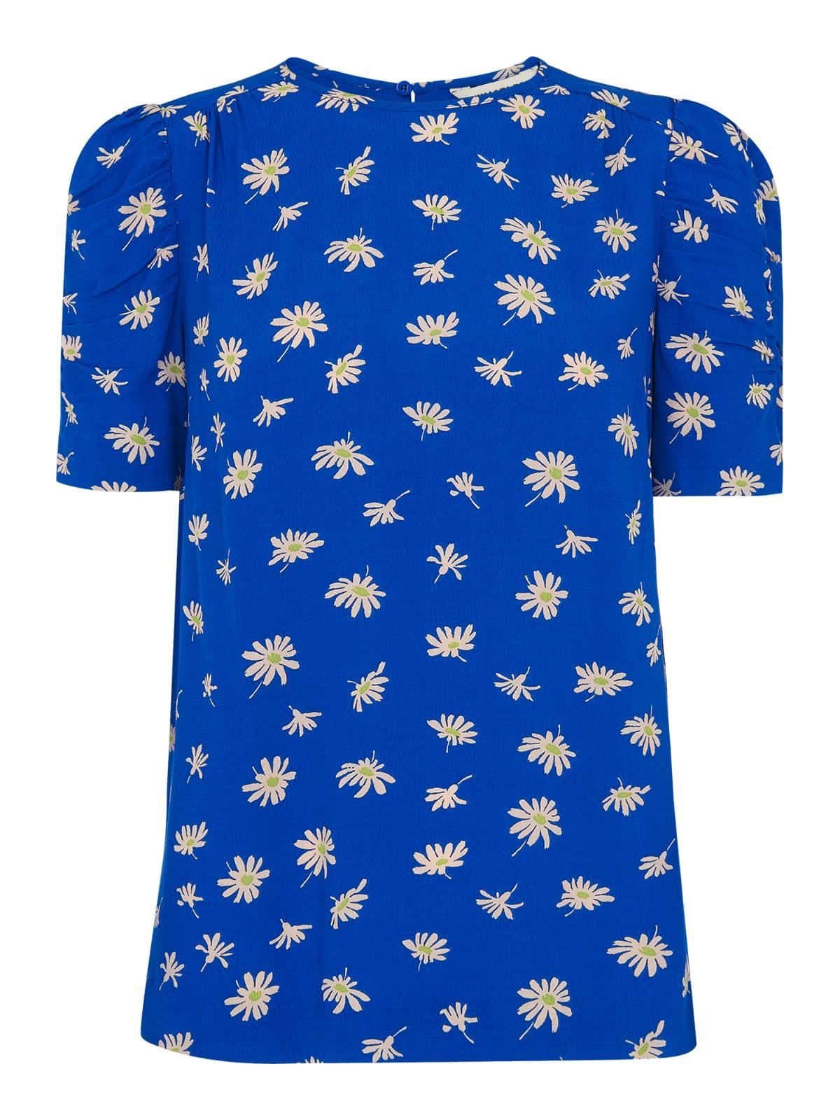 WHISTLES Ladies Blue Scattered Daisy Printed Shell Top Size UK4 BNWT RRP89