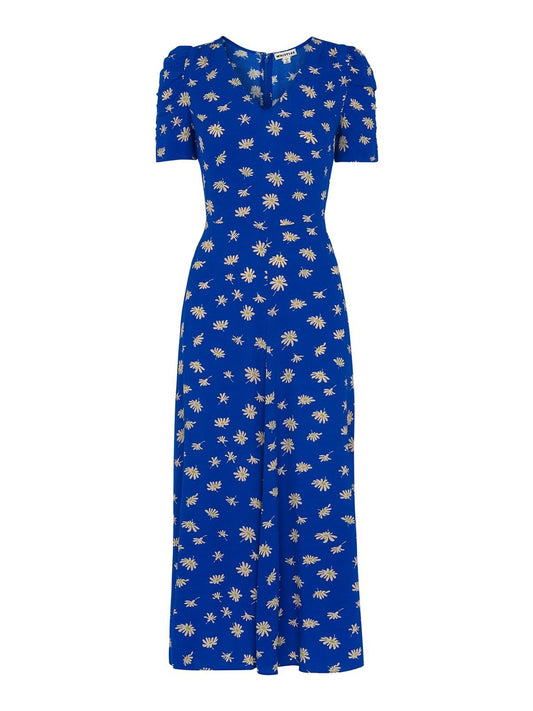 WHISTLES Scattered Daisy Midi Dress Short Sleeve Blue/Multi UK6 RRP159 BNWT