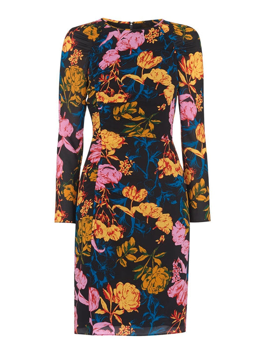 WHISTLES Digital Bloom Silk Bodycon Dress Multicolour Floral UK8 RRP169 BNWT