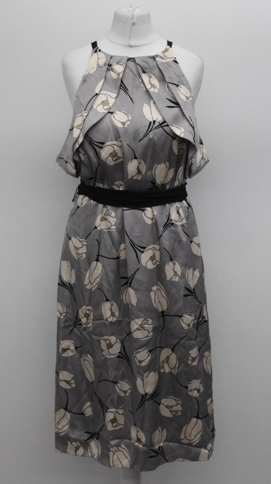 PHASE EIGHT Ladies Grey Flower Tallulah Floral Knee Length Dress UK12 BNWT