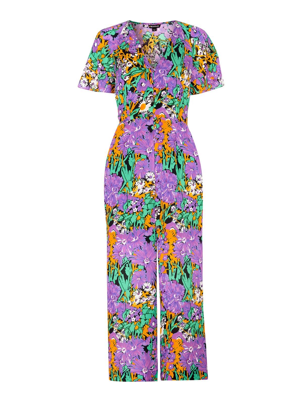 WHISTLES Ladies Simone Lilac Purple Print V Neck Midi Jumpsuit UK4 BNWT RRP329