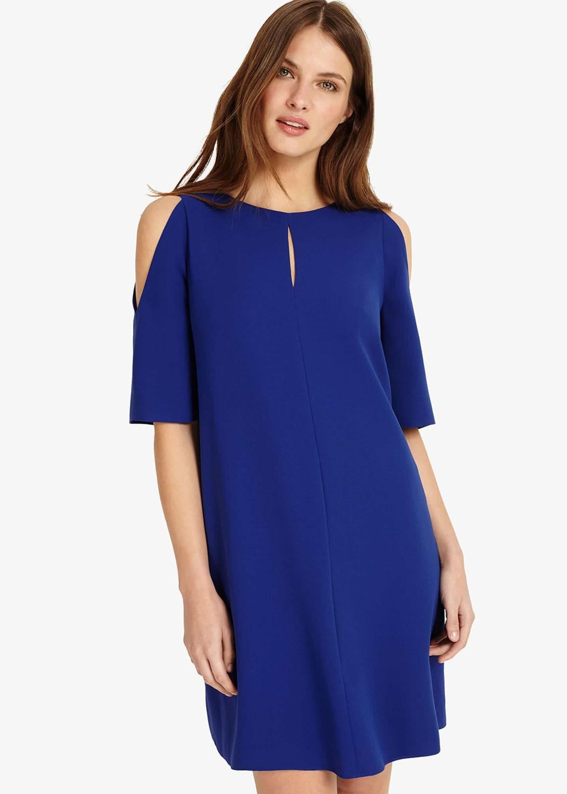 Phase Eight Jilly Cold Shoulder Short Sleeve Dress Cobalt Size UK10 RRP89