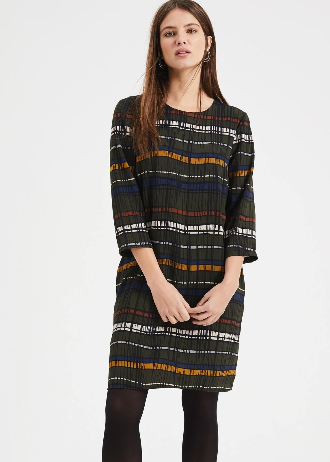 Phase Eight Anne-Marie Printed 3/4 Sleeve Shift Dress Green Size UK8 RRP89